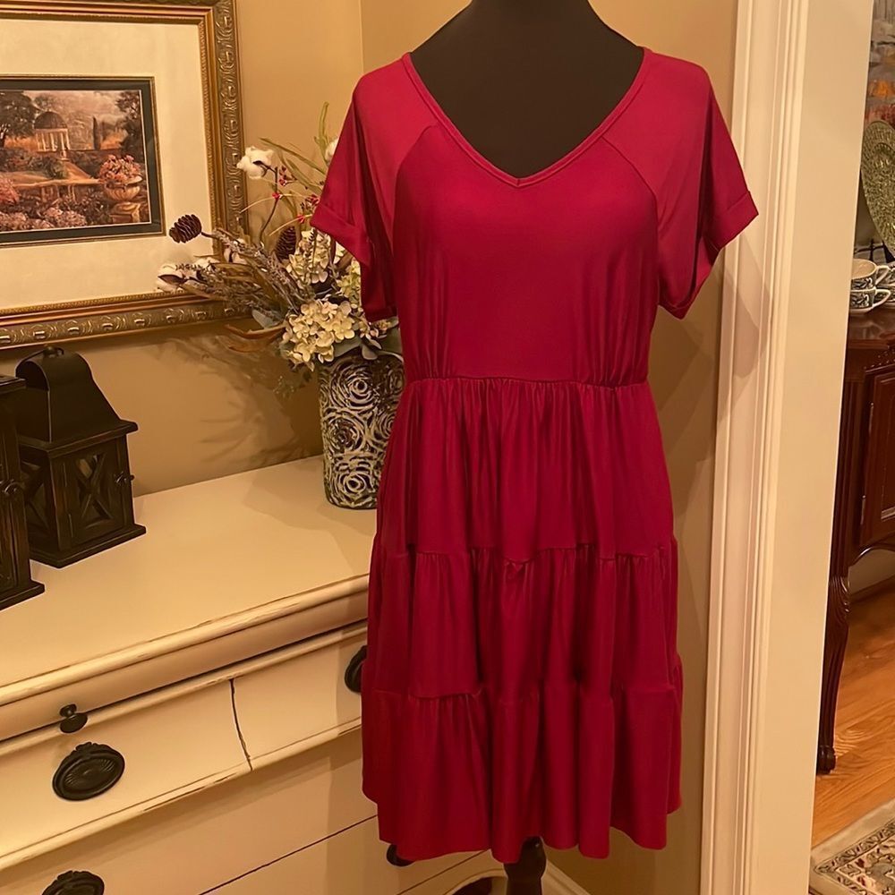 Umgee Burgandy Dress - S - NWT